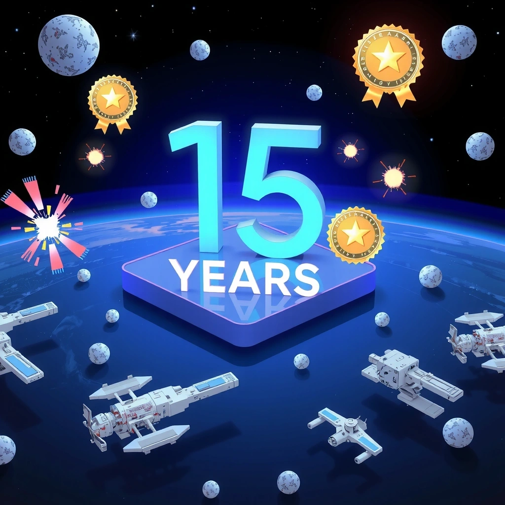 15th anniversary celebration with space theme